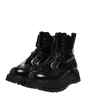 Load image into Gallery viewer, Dolce &amp; Gabbana Black Leather Logo Ankle Boots Lace Up Shoes
