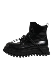 Load image into Gallery viewer, Dolce &amp; Gabbana Black Leather Logo Ankle Boots Lace Up Shoes
