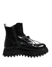 Load image into Gallery viewer, Dolce &amp; Gabbana Black Leather Logo Ankle Boots Lace Up Shoes
