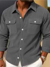 Load image into Gallery viewer, Men's Full Size Corduroy Long Sleeve Button-Down Shirt Plus Size
