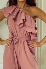 Load image into Gallery viewer, Ruffled Tied : One-Shoulder Jumpsuit
