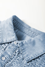 Load image into Gallery viewer, Beau Blue Flutter Sleeve Shirred Button Up Denim Mini Dress
