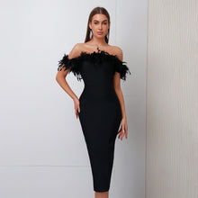Load image into Gallery viewer, Off-neck Feather Women's Dress
