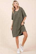 Load image into Gallery viewer, Urban Rib Knit Short Sleeve Tee Dress For Women – Comfortable, Trendy, Chic &amp; Versatile Dress for Casual Occasions
