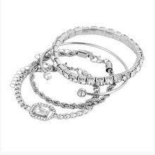 Load image into Gallery viewer, Fashion Jewelry 4 Pcs Crystal Bracelet Set Bohemian Design For Women Vintage Luxury Twisted Cuff Chains Armband Jewelry Accessories
