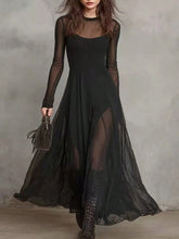 Load image into Gallery viewer, Women's Elegant Mesh-Spliced Maxi Dress — High Waist Slim Fit Patchwork
