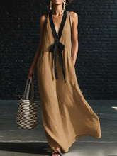 Load image into Gallery viewer, Women's V-Neck Strapless Sleeveless Maxi Dress | Resort-Style Elegant Long Dress
