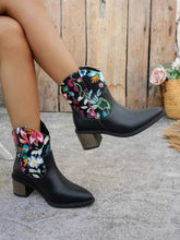 Load image into Gallery viewer, Floral Embroidered Leather Western : Ankle Boots
