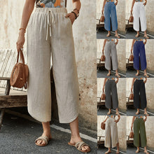 Load image into Gallery viewer, 🌿 Women's Cotton-Linen Cropped Drawstring Pants
