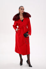 Load image into Gallery viewer, Saga®Furs Silver Fox Wool Alpaca Wraparound Coat
