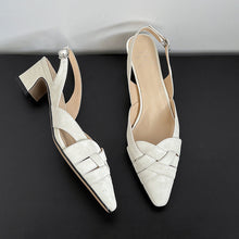 Load image into Gallery viewer, Women's Square Toe Chunky Heel Sandals – Cowhide High Heel Buckle
