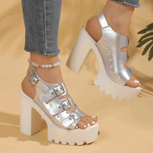 Load image into Gallery viewer, Buckle Platform Block Heels Sandals

