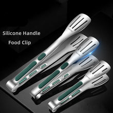Load image into Gallery viewer, 7/9/12inch 304 Stainless Steel Food Clip BBQ Grill Steak Food Clip Silicone Non-slip Handle BBQ Tong Party BBQ Accessories Stainless Steel Metal Food Tongs Multi-functional Cooking Tongs for Food Grill BBQ
