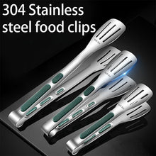 Load image into Gallery viewer, 7/9/12inch 304 Stainless Steel Kitchen Tongs BBQ Clamp Grill Cooking Clamp Silicone Food Tong Kitchen Accessories Food Tong BBQ Grill Steak BBQ Clip Cooking Tools Stainless Steel Convenient Non-Stick Barbecue Tong

