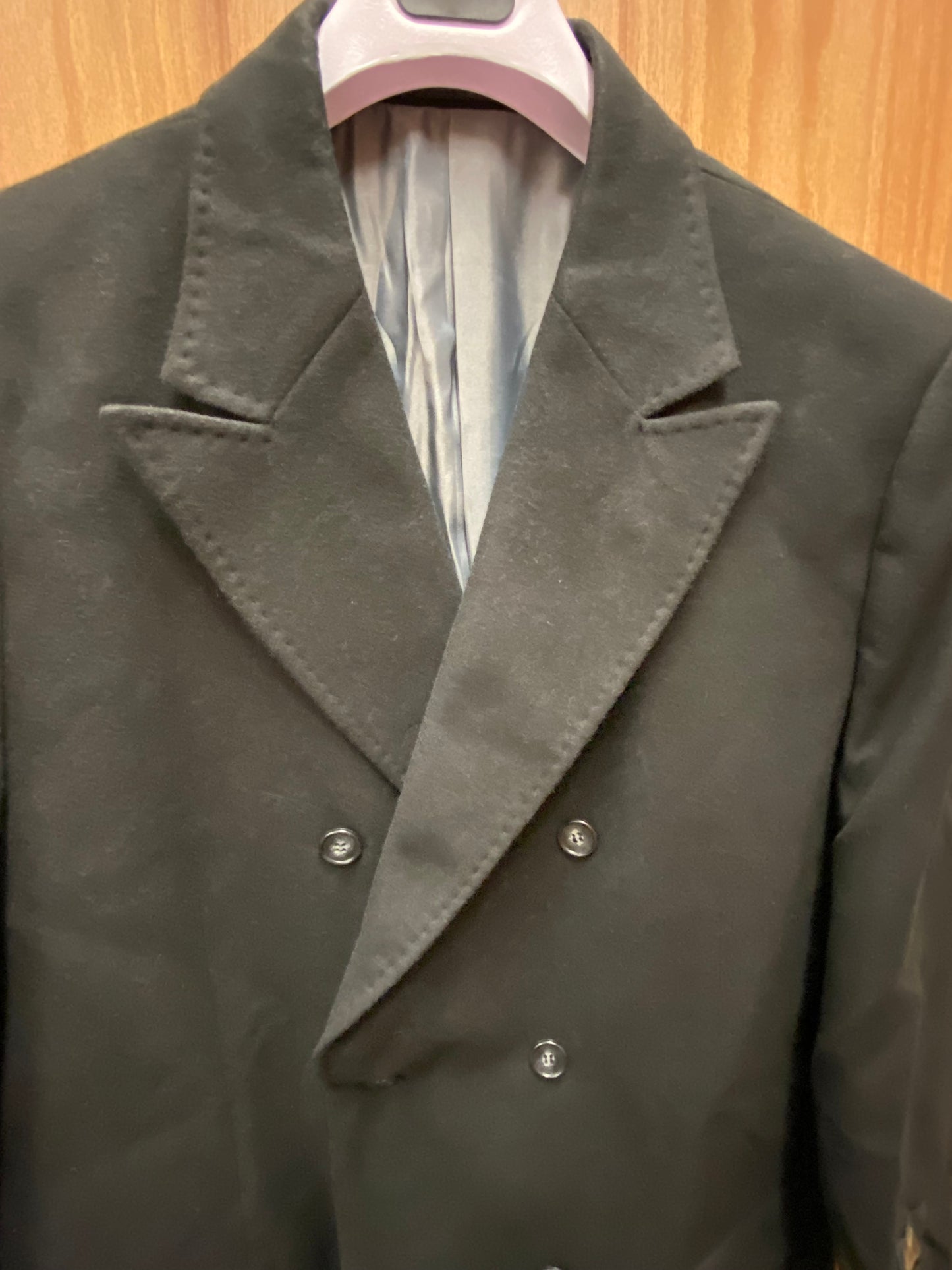 Vella V7020 Black Double Breasted Wool Blend Topcoat/Overcoat