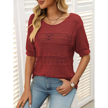 Load image into Gallery viewer, Women’s Short Sleeve Crochet Knit Hollow-Out Top
