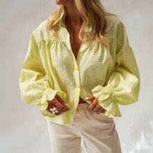 Load image into Gallery viewer, Women's Plaid Flared Sleeve Loose Fit Long Sleeve Shirt

