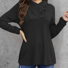 Load image into Gallery viewer, Women's Fashionable Long Sleeved Hood Collar Button Waist Top T-shirt

