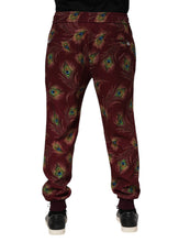 Load image into Gallery viewer, Dolce &amp; Gabbana Burgundy Peacock Feather Print Jogger Pants
