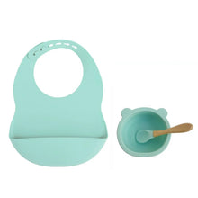 Load image into Gallery viewer, Colorful Silicone Feeding Set for Babies: Bib, Bowl, and Spoon
