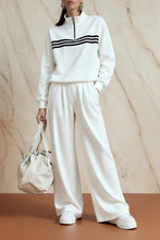 Load image into Gallery viewer, Women's Half-Zip Stripe Sweatshirt &amp; Wide-Leg Pants Set
