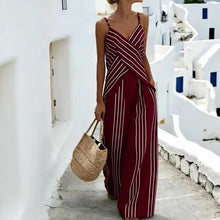 Load image into Gallery viewer, Women's Striped V-Neck Sleeveless Two-Piece Set
