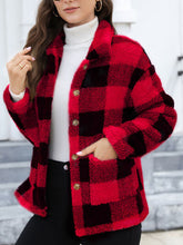 Load image into Gallery viewer, Beautiful Red Women Drop Shoulder Fuzzy Button-Up Jacket Soft And Comfortable Casual Fit Jacket
