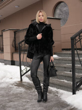 Load image into Gallery viewer, Genuine Scandinavian Mink Fur Poncho with Fully Lined Mink Hood
