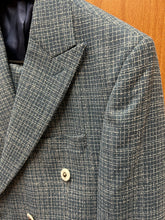 Load image into Gallery viewer, Moda Color Teal/White checkered Turkish Slim Fit Double Breasted Wool Suit
