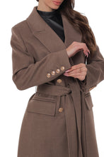Load image into Gallery viewer, Ellis Tailored Cashmere Wool Coat in Warm Taupe
