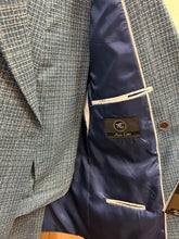 Load image into Gallery viewer, Moda Color Teal/White checkered Turkish Slim Fit Double Breasted Wool Suit
