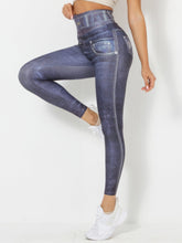 Load image into Gallery viewer, Denim-Look Peach Butt Yoga Leggings – Slim Fit Fitness Workout Pants
