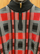 Load image into Gallery viewer, Stacy Adams 2306 Black/Red Geometric Print Sweater | Quarter Zip
