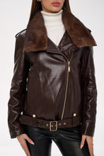 Load image into Gallery viewer, Genuine Mink Fur Embossed Leather Jacket
