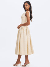 Load image into Gallery viewer, Chelsea Ivory Jacquard Ruched Bust Sweetheart Midi Dress

