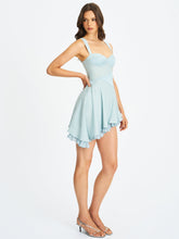 Load image into Gallery viewer, Yaffa Baby Blue Asymmetrical Mini Dress
