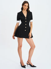 Load image into Gallery viewer, Ilitha Black Woven Crepe Pleated Mini Blazer Dress
