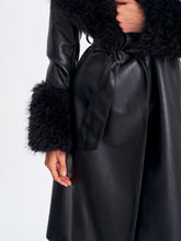 Load image into Gallery viewer, Zariah Black Faux Fur Trimmed Longline Coat
