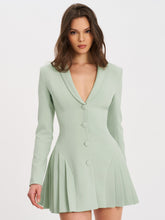 Load image into Gallery viewer, Delia Pistachio Green Blazer Dress with Pleated Detail

