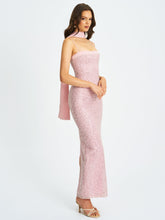 Load image into Gallery viewer, Raizel Pink Beaded Sequin Bodycon Gown with Scarf
