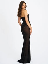 Load image into Gallery viewer, Fatima Black Crystal Sleeveless Corset Mermaid Maxi Dress
