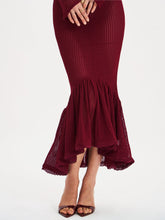 Load image into Gallery viewer, Kaedyn Burgundy Off Shoulder Long Sleeve Crochet Mermaid Maxi Dress
