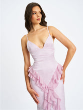 Load image into Gallery viewer, Paolina Taro Pink Jacquard Ruffle Mermaid Maxi Dress
