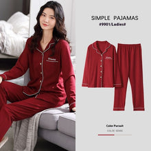Load image into Gallery viewer, 100% Cotton New Trendy  Pajamas For Women Full Sleeves Pajamas Button Down Winter Sleepwear Set Women White Cotton Pajamas Women's Loose Size V-neck Home Suit Long Sleeve Wide Leg Pants Pajamas Casual Home wear
