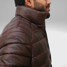 Load image into Gallery viewer, Men's Leather Puffer Down Jacket
