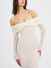 Load image into Gallery viewer, Kaedyn Off Shoulder Long Sleeve Crochet Mermaid Maxi Dress
