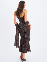 Load image into Gallery viewer, Yadira Brown Base Polka Dot Chiffon Maxi Dress
