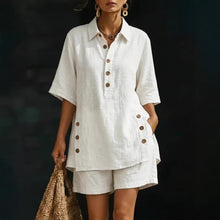 Load image into Gallery viewer, Short-Sleeve Shirt &amp; Loose Pants Two-Piece Set – 4 Colors, S–5XL
