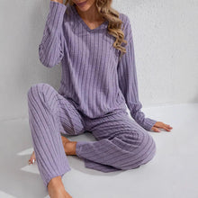 Load image into Gallery viewer, Women’s Ribbed Long Sleeve Top and Pants Loungewear Set
