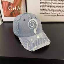 Load image into Gallery viewer, Question Mark Denim Print Washed Baseball Cap
